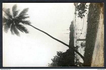 Cook Islands Pacific Islands real photo postcard, Yacht in Harbour, 1920’s, unused, superb