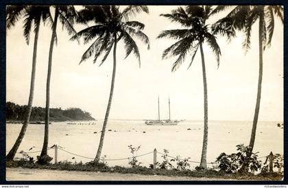 Cook Islands Rarotonga Avarua Waterfront 1936 real photo postcard, tape mount marks on back, unused