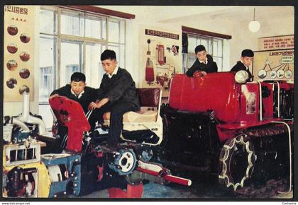 North Korea DPRK - Technical School Students Training Tractor Engines