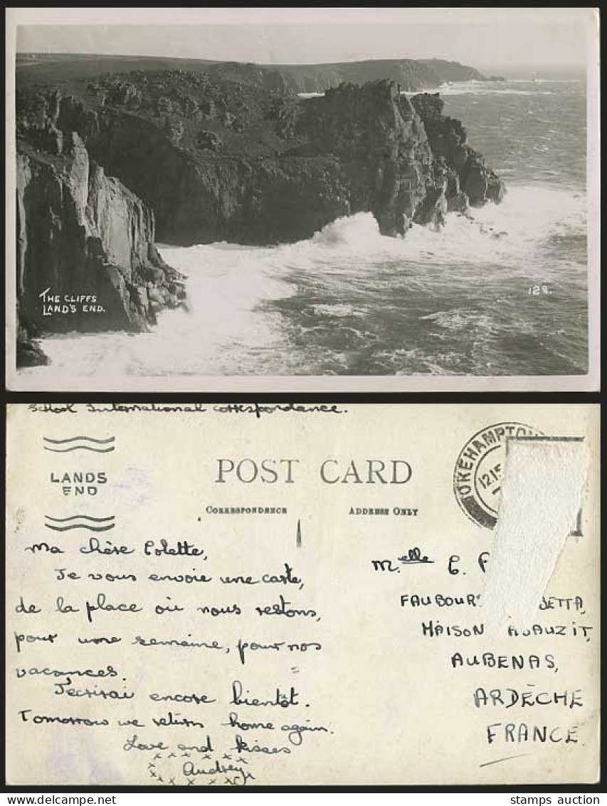 Cornwall Old Real Photo Postcard LAND'S END THE CLIFFS
