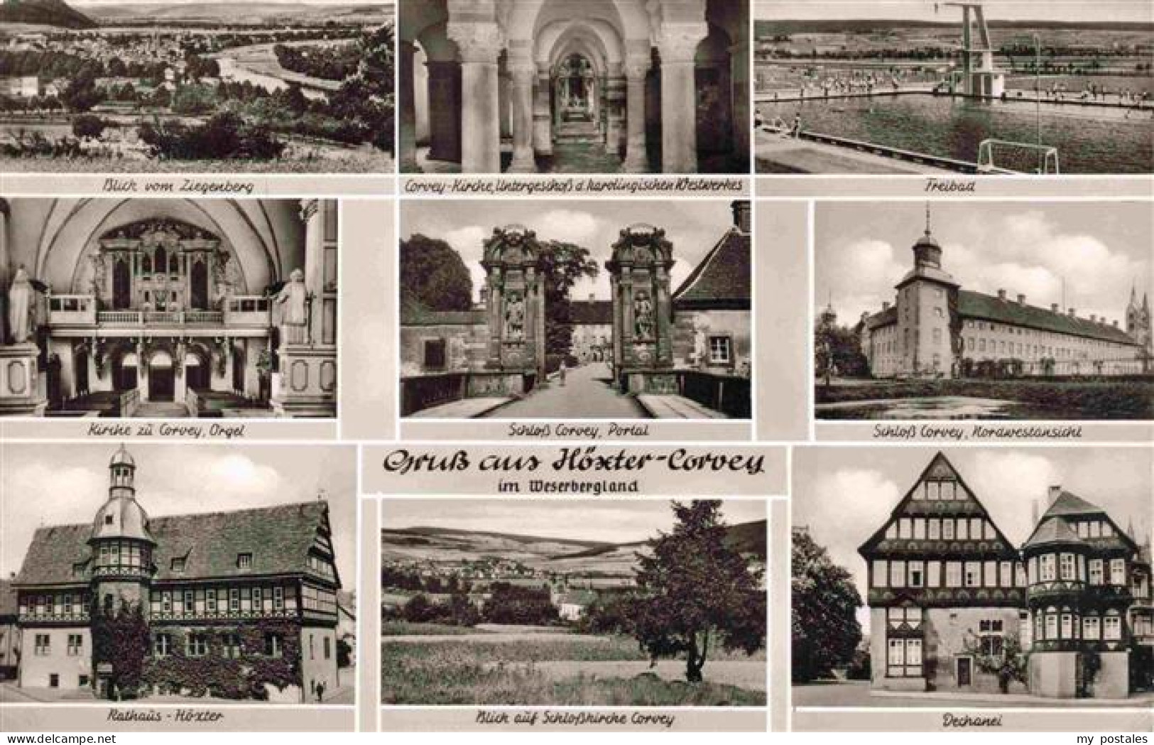 Corvey Hoexter Weser Panorama Blick vom Ziegenberg Kirche Innenansichten Schloss