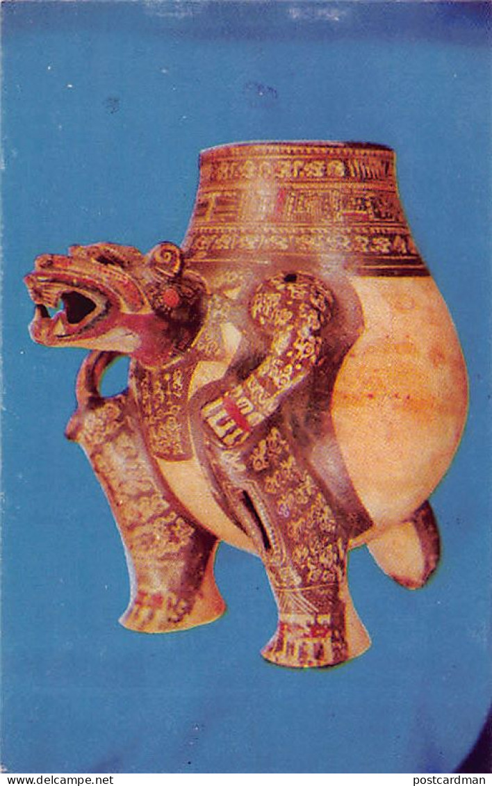 COSTA RICA - Museo Nacional - Vasija tripode en barro con efigie de jaguar - Ed.