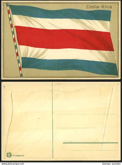 Costa Rica - FLAG Old Embossed Colour Postcard Novelty