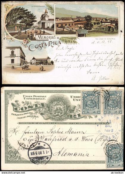 Litho AK Costa Rica   San Jodse, El Banco Memorias de... 1899   gel. Stempel