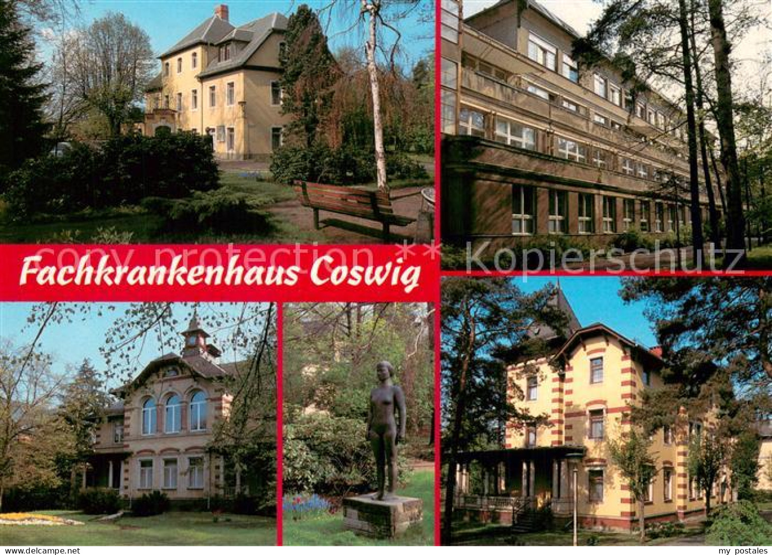 Coswig Sachsen Fachkrankenhaus Coswig Teilansichten Park Statue