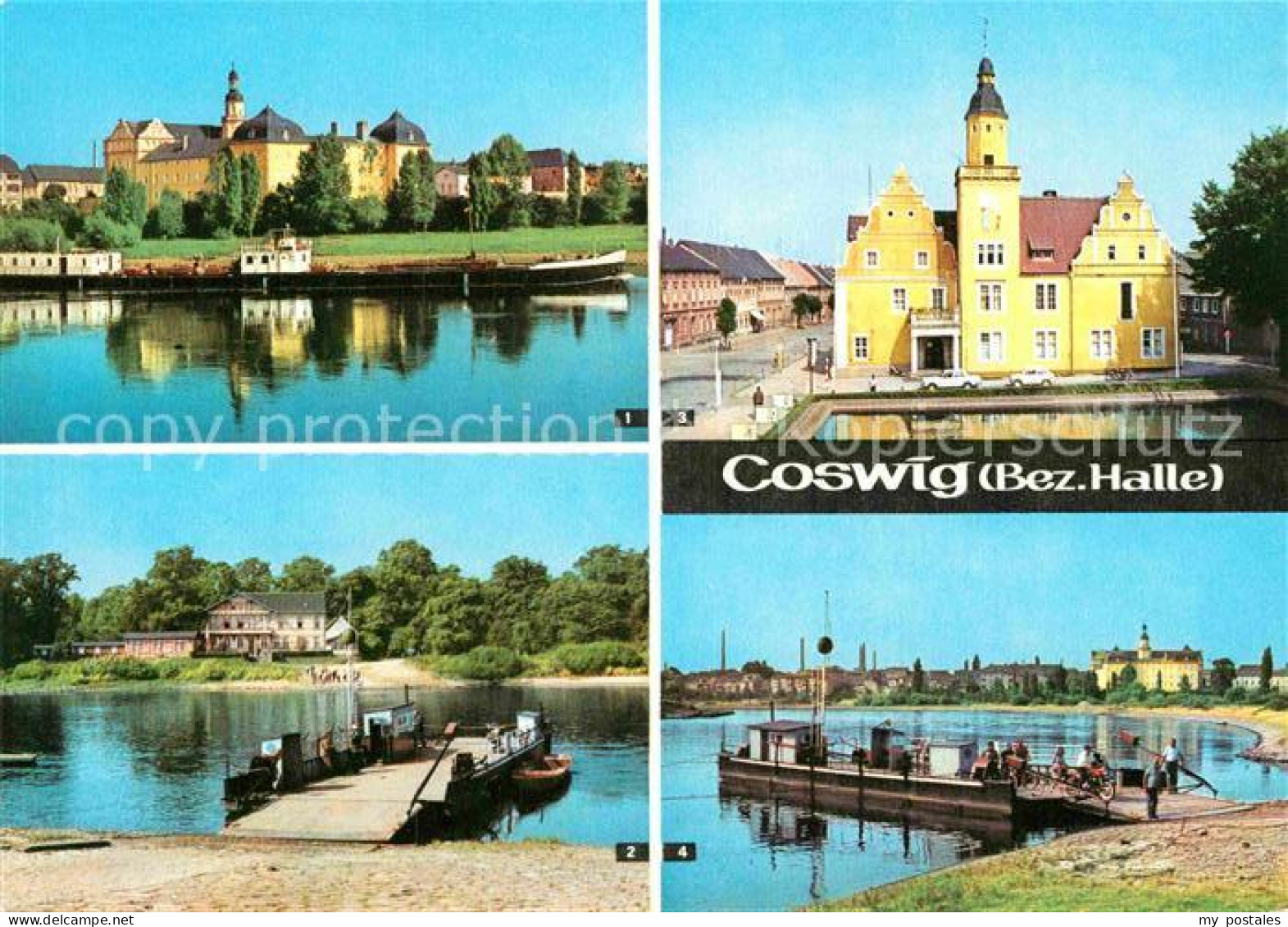 Coswig Sachsen Schloss Elbfaehre Rathaus Elbe