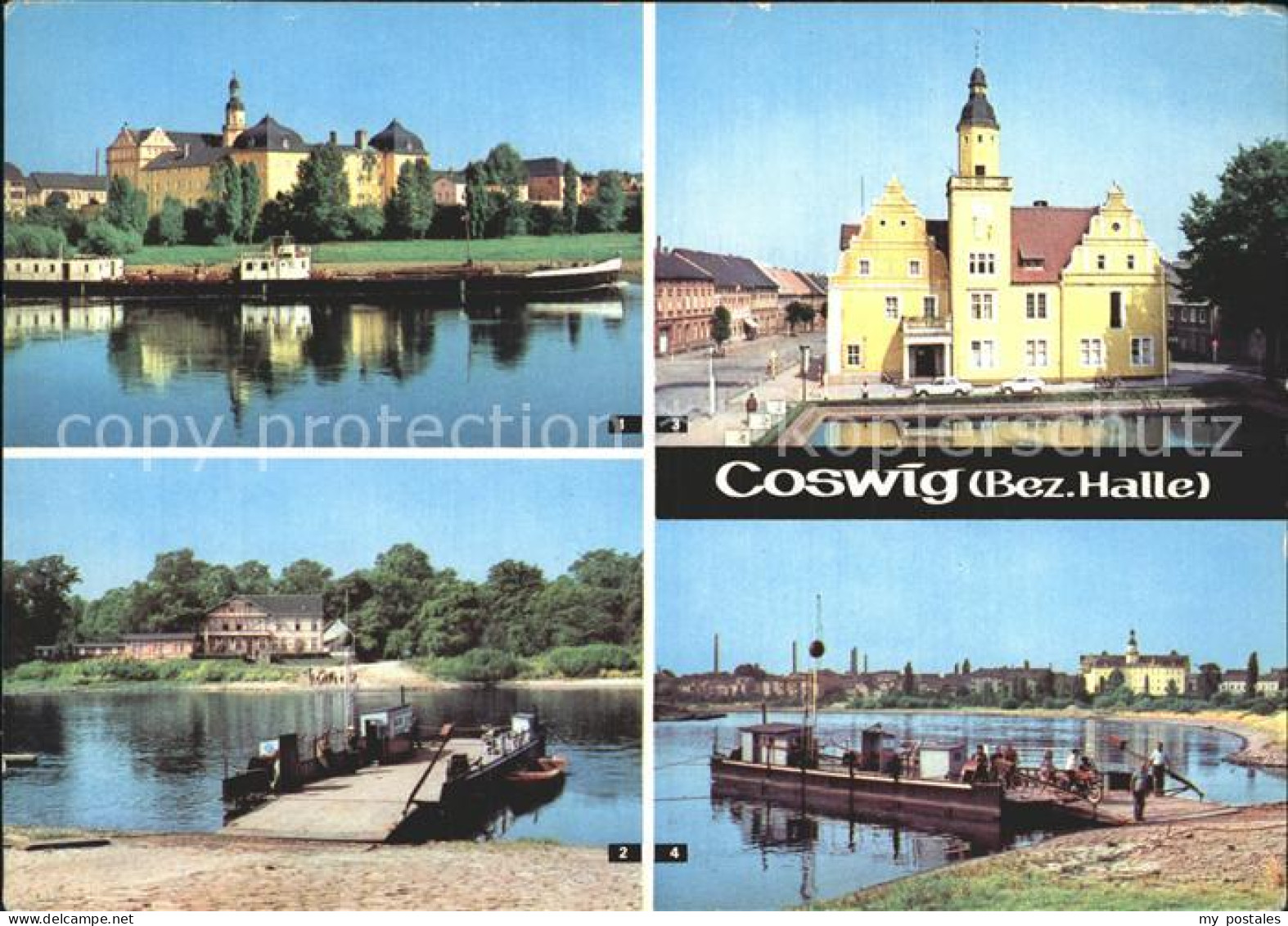 Coswig Sachsen Schloss Elbfaehre Rathaus Elbepartie