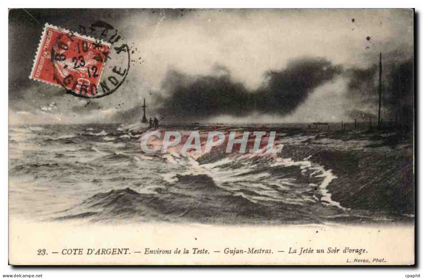 Cote d'Argent CPA Environs de la Teste Gujan mestras La jetee un soir d'orage