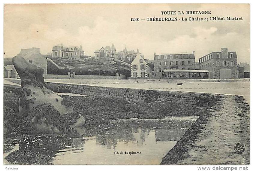 - cotes d armor - ref C727 -  trebeurden - la chaise et l hotel martret - carte  bon etat -