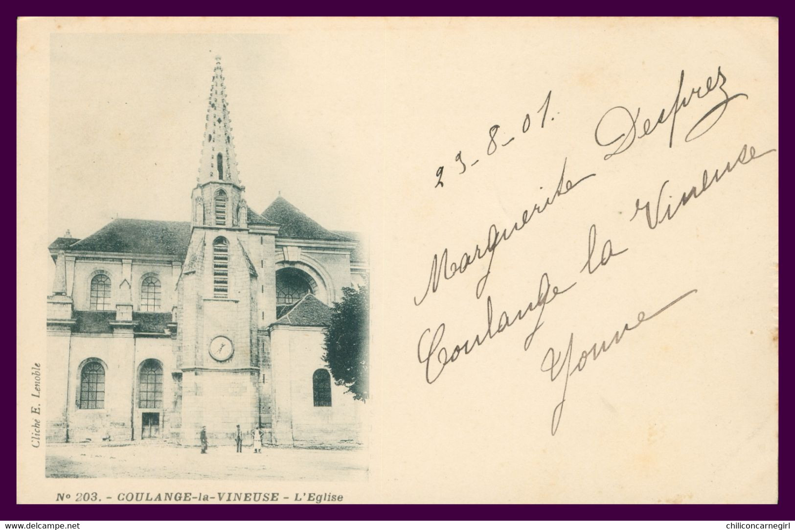 * COULANGES LA VINEUSE - Eglise - COULANGE - Animée - N° 203 - Cliché LENOBLE - 1901