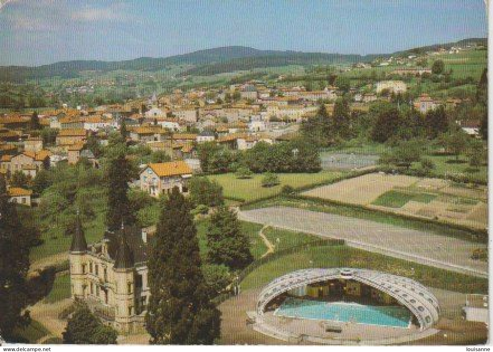 COURS  LA  VILLE  ( 69 )   C P M  VUE  GÉNÉRALE  AÉRIENNE  -( 23 / 6 / 53  )