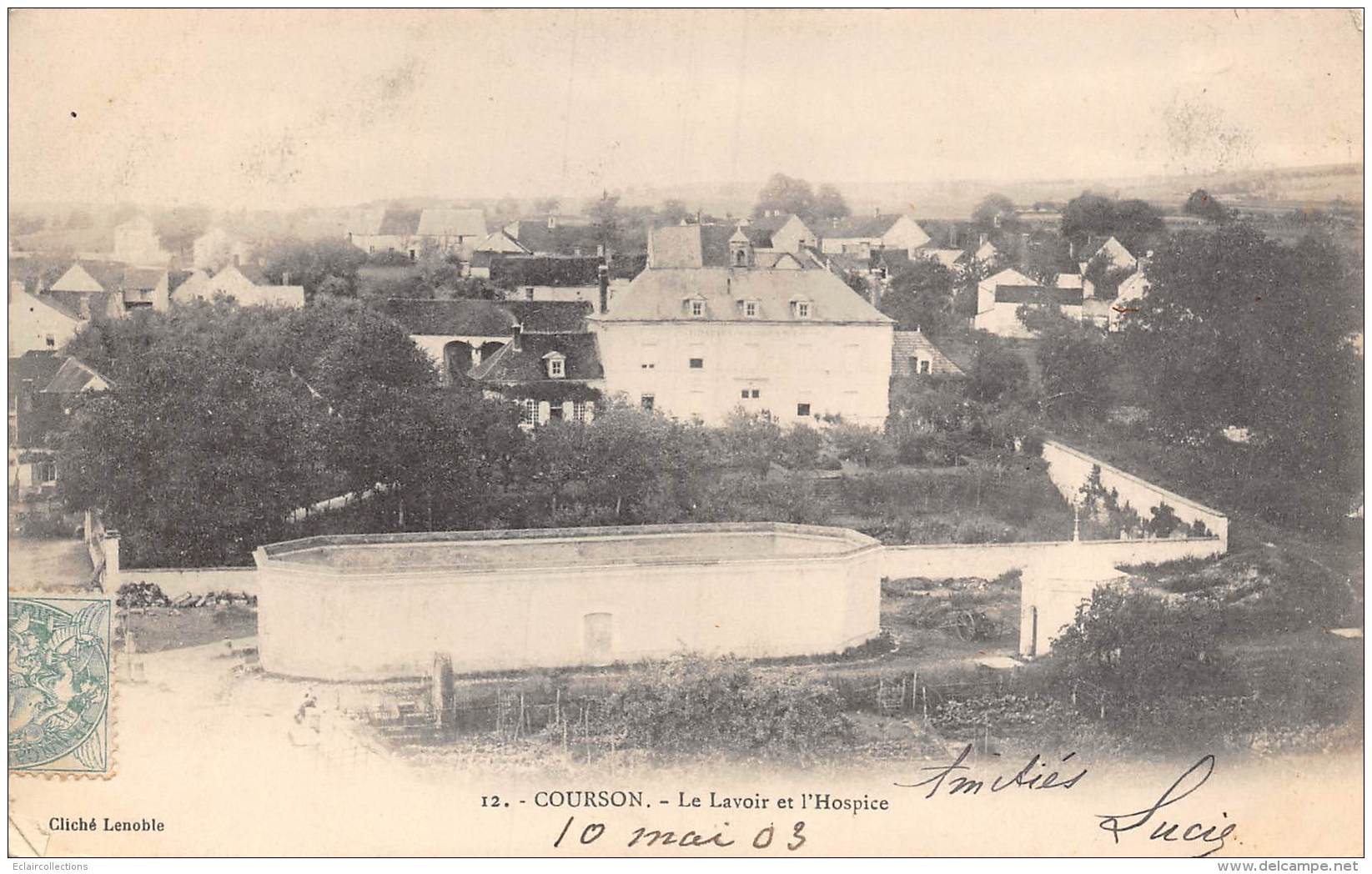 Courson les Carrières       89      Le lavoir et l'Hospice    ( Voir Scan)