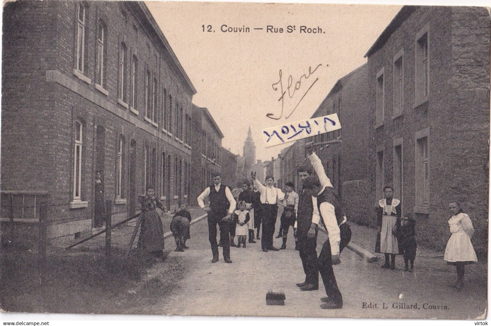 COUVIN :  Rue St Roch (  1909 avec timbre )