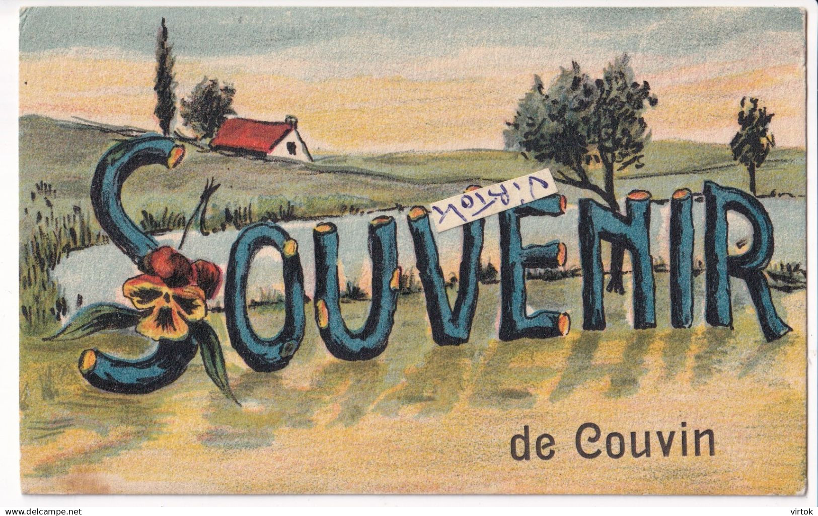COUVIN :  souvenir  ( avec timbre )