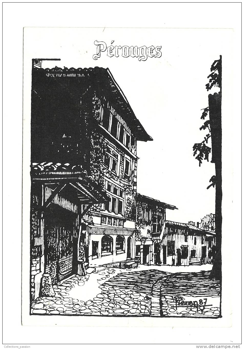 cp, 01, Perouges, Le Cellier de Pérouges, Dessin Peiren, écrite