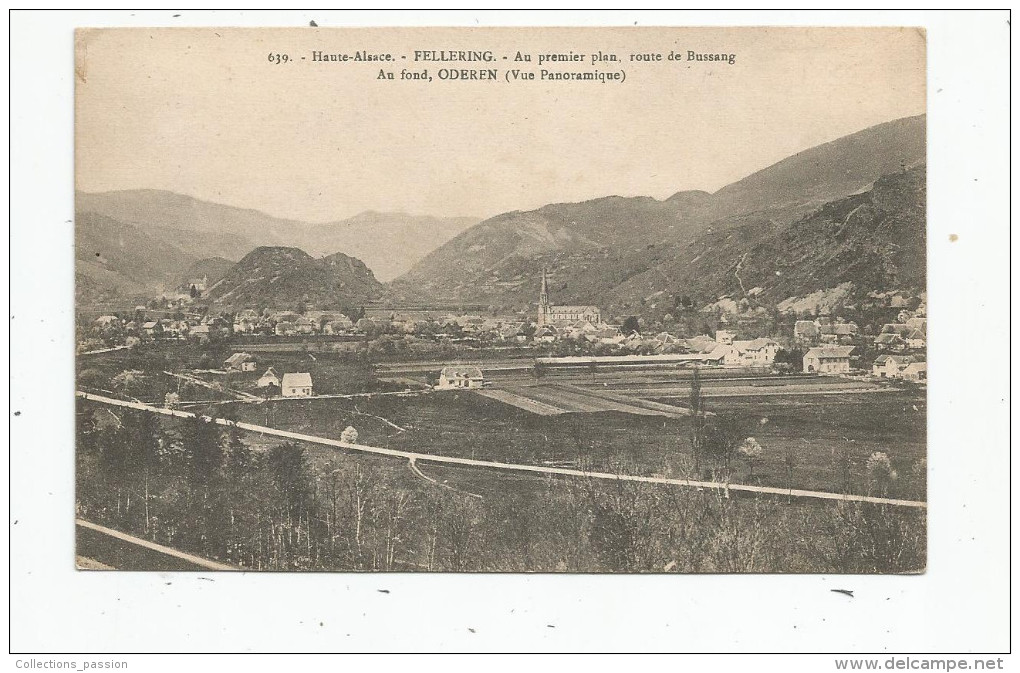 cp , 68 , FELLERING , au premier plan , route de Bussang , au fond , ODEREN, vue panoramique , vierge