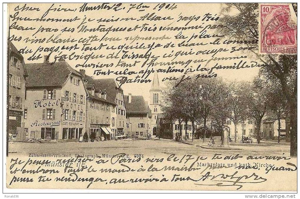 cp 68 MUNSTER  hotel restaurant ( adr à Charles Cosset Entraigues par Vic sur Nahon 36 )