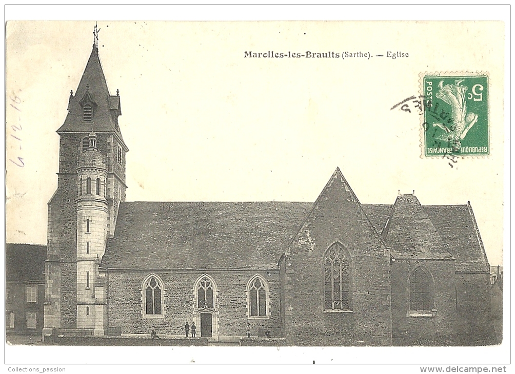 cp, 72, Marolles-les-Braults, Eglise, voyagée 1916 ?