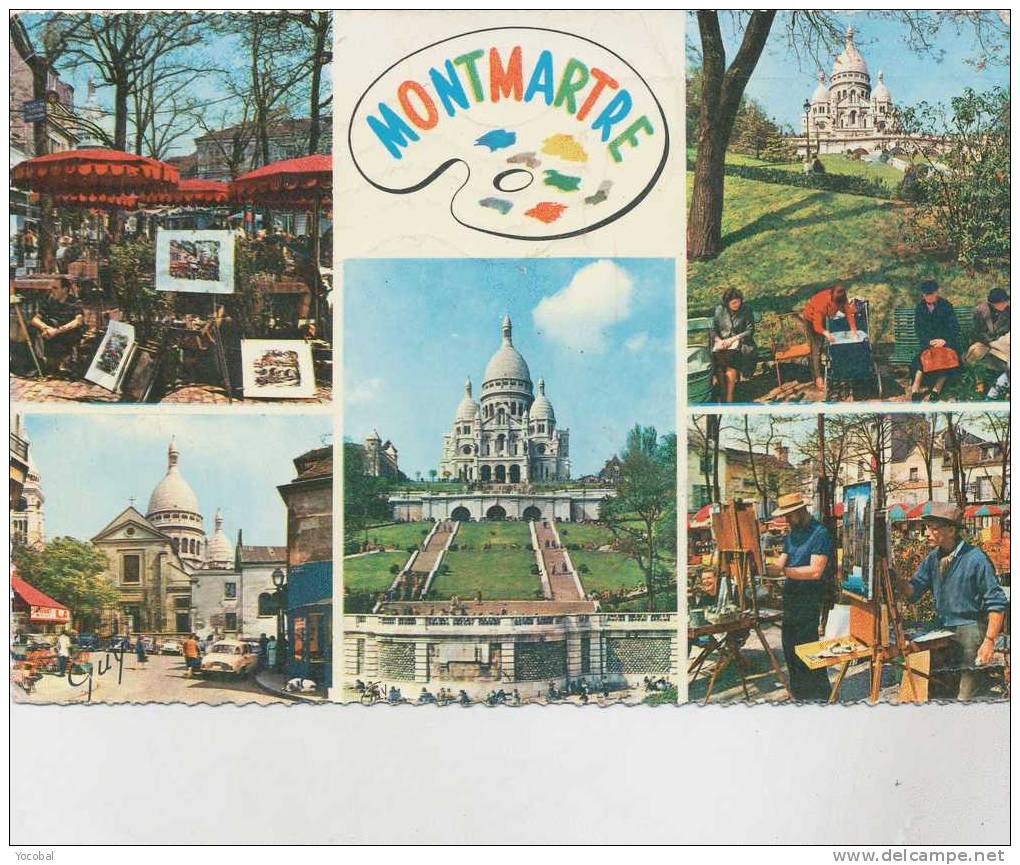 cp , 75 , PARIS , et ses Merveilles , Multi-Vues , Montmartre , voyagée 1963