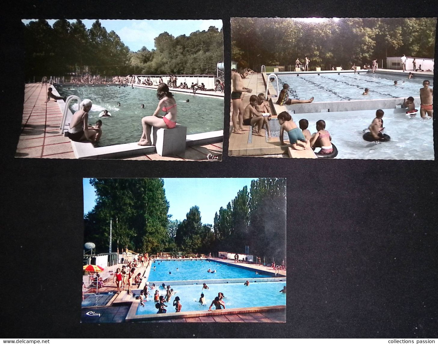 cp, 86, Vouillé, la Piscine, vierges, LOT DE 3 CARTES POSTALES