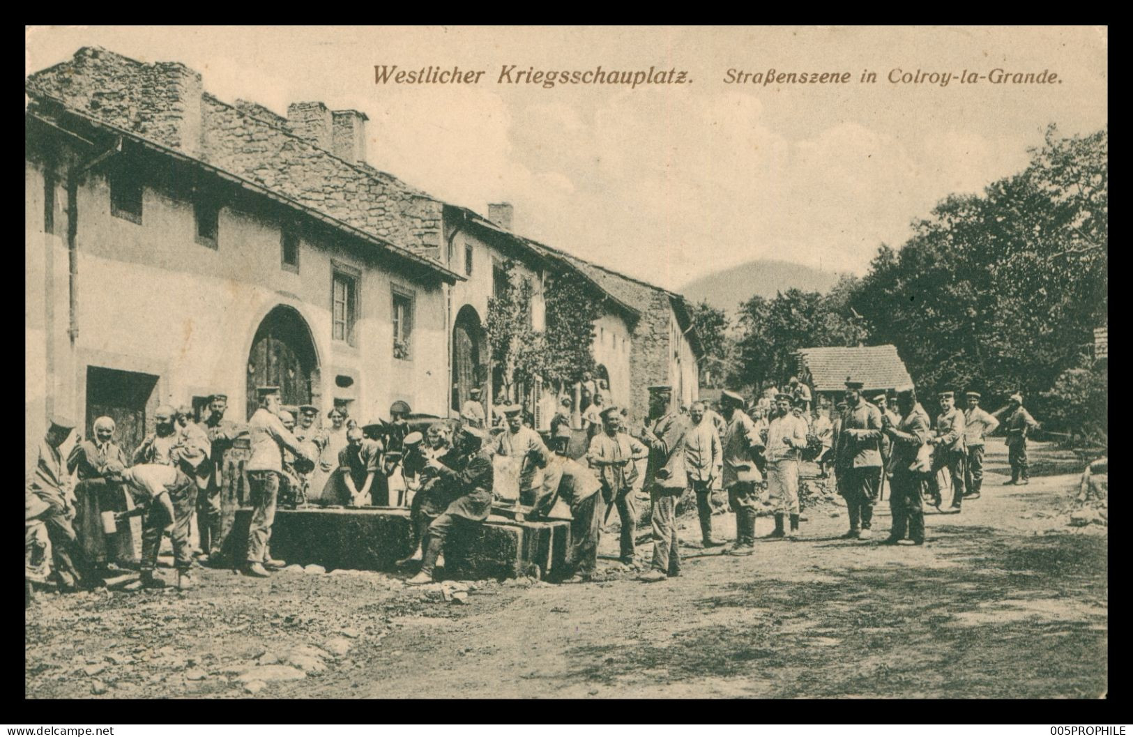CP ALLEMANDE * COLROY LA GRANDE * STRASSENSZENE IN COLROY LA GRANDE * ANIMÉE * SCÈNE MILITAIRE * 1916