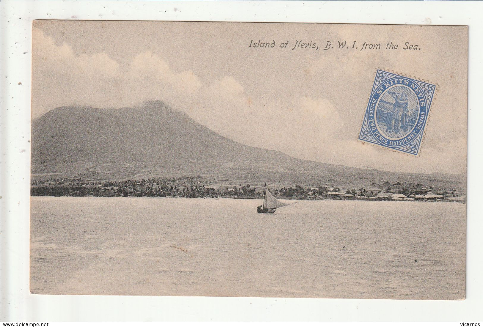 CP ANTILLES Island of NEVIS B.W.I.from the sea
