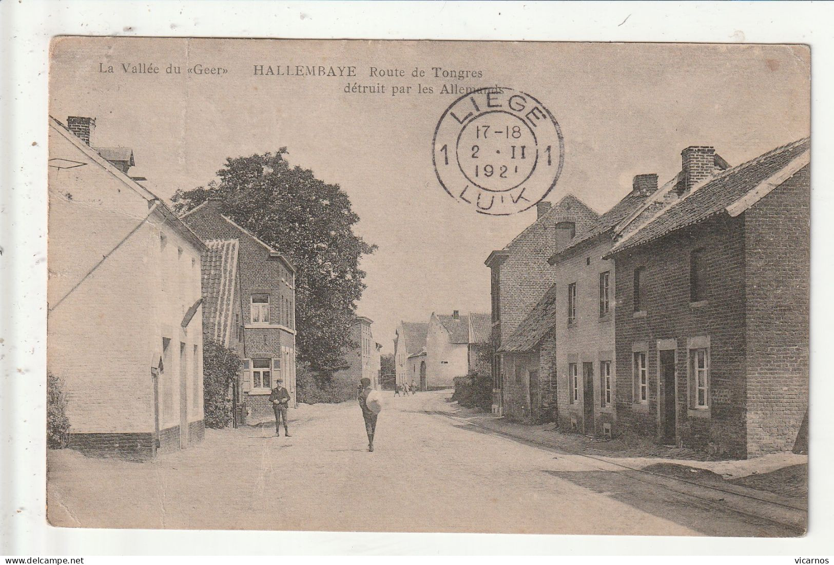 CP BELGIQUE HALLEMRAYE Route de Tongres détruit par les Allemands