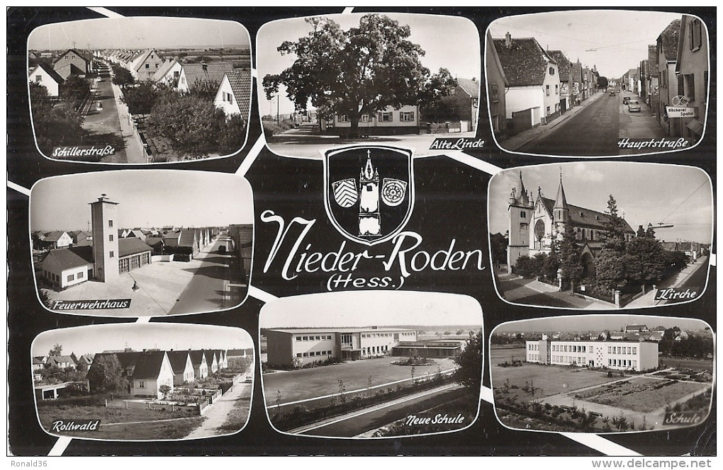 cp Héraldique ALLEMANDE armoirie NIEDER RODEN Hess schillerstrabe alte linde hauptstrabe feuerwehrhaus rollwald neue sch