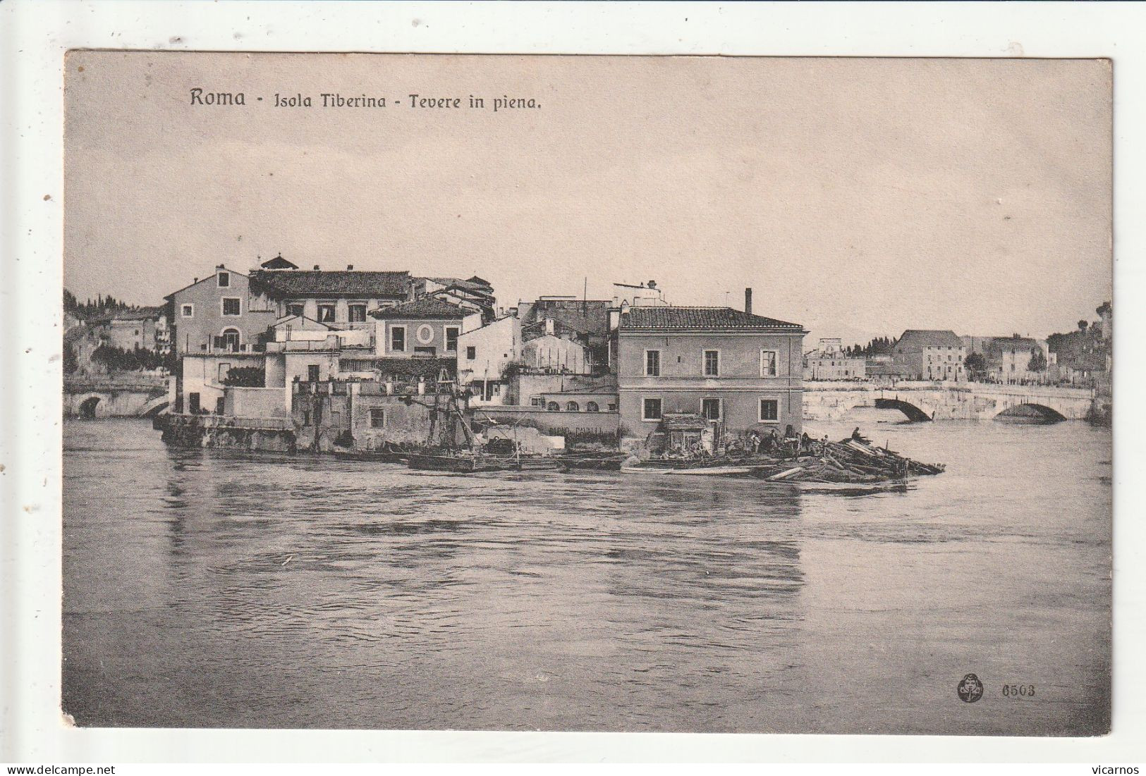 CP ITALIE ROMA Isola Tiberina Tevere in piena