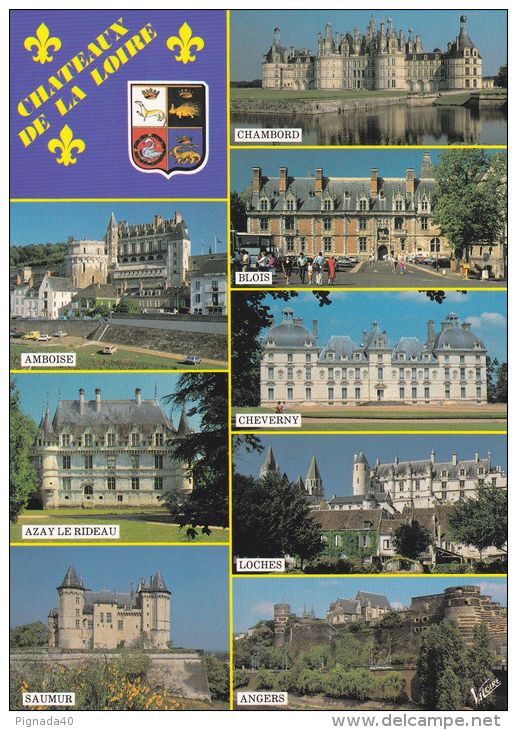 cp , RÉGIONS , CENTRE-VAL-de-LOIRE , Châteaux de la Loire , blason , Mult-Vues