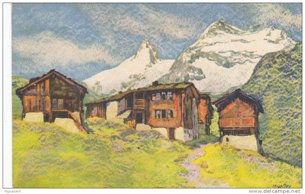 cp , SUISSE , SAAS-FEE , Saas-Fee mit Fletschhorn und Laquinhorn