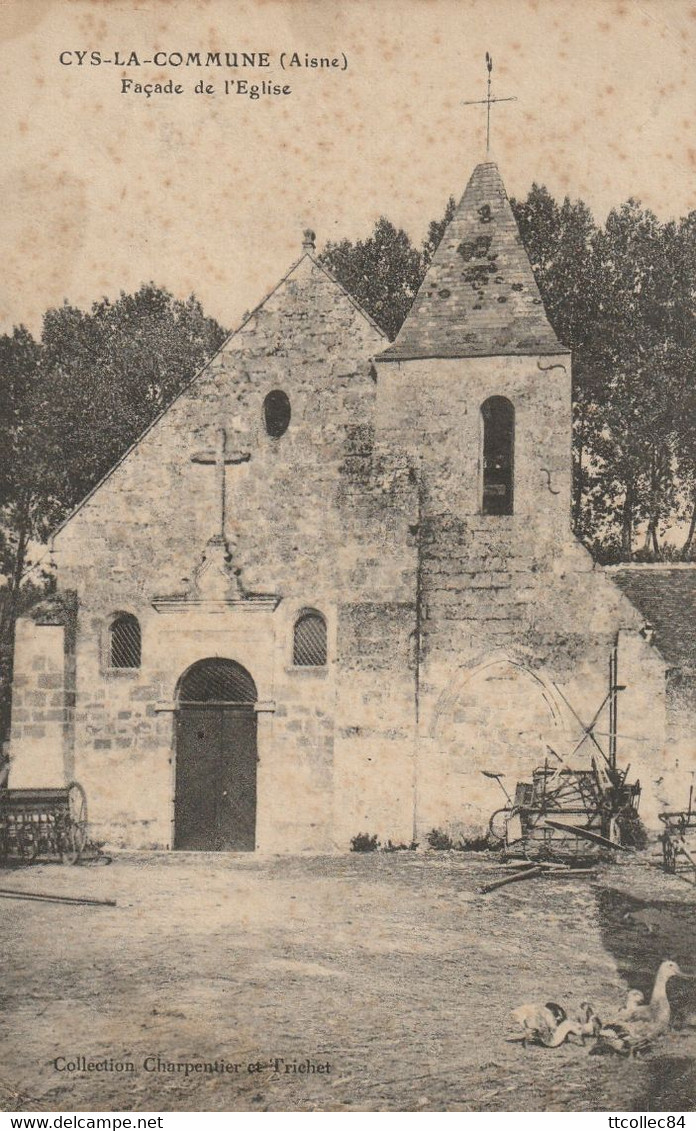 CPA-02-CYS LA COMMUNE-Façade de l'église-Pas commune