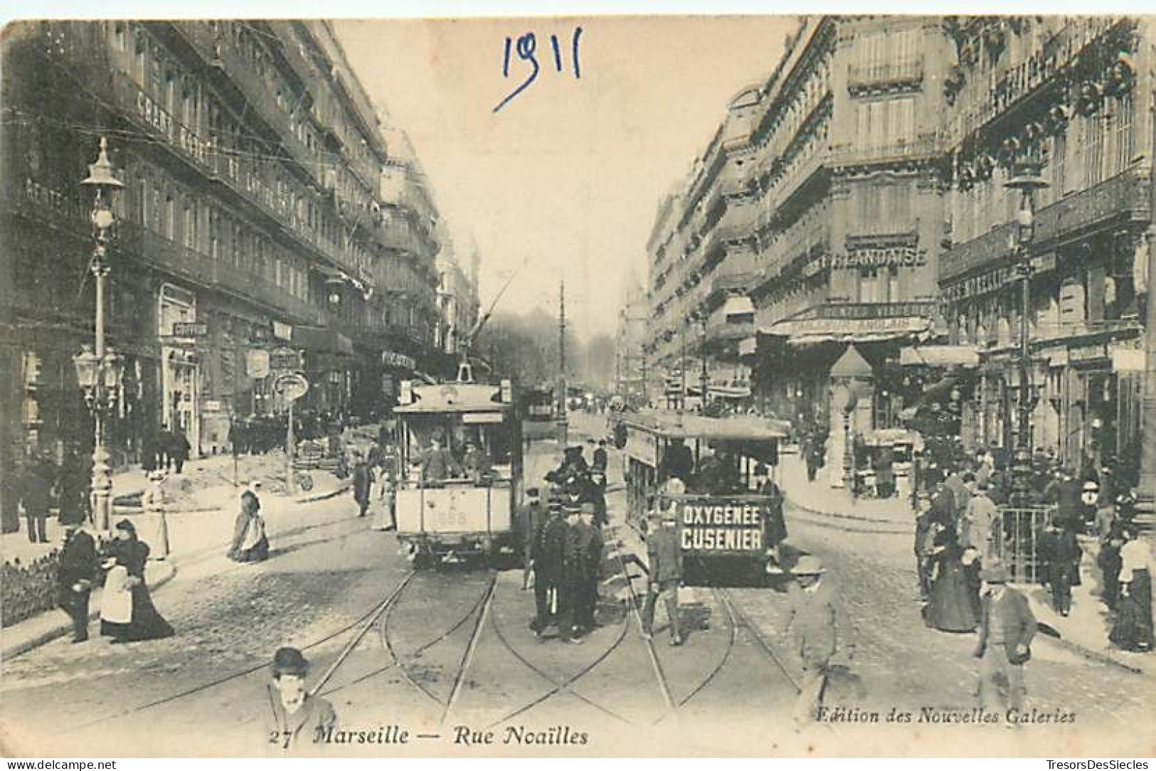 CPA 13 Bouches-du-Rhône Marseille Canebière, centre ville - Rue Noailles - Tramway