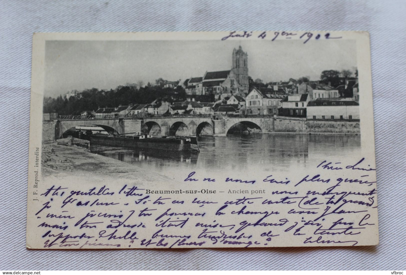 Cpa 1902, Beaumont sur Oise, ancien pont, Val d'Oise 95