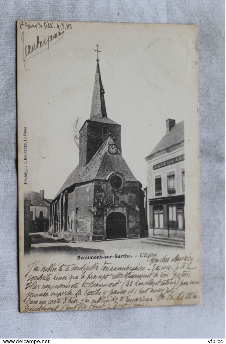 Cpa 1903, Beaumont sur Sarthe, l'église, Sarthe 72
