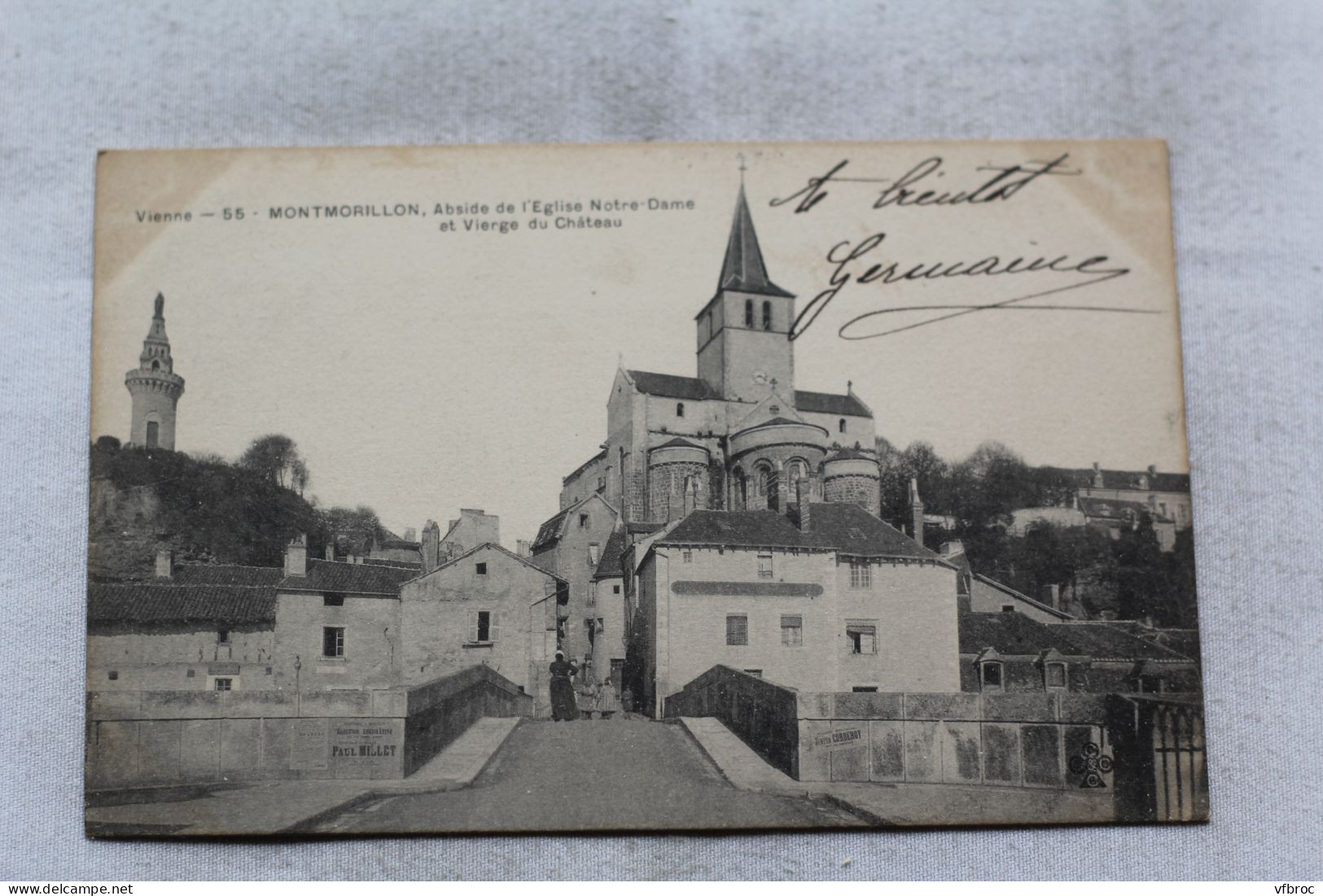 Cpa 1903, Montmorillon, abside de l'église Notre Dame et vierge du château, Vienne 86