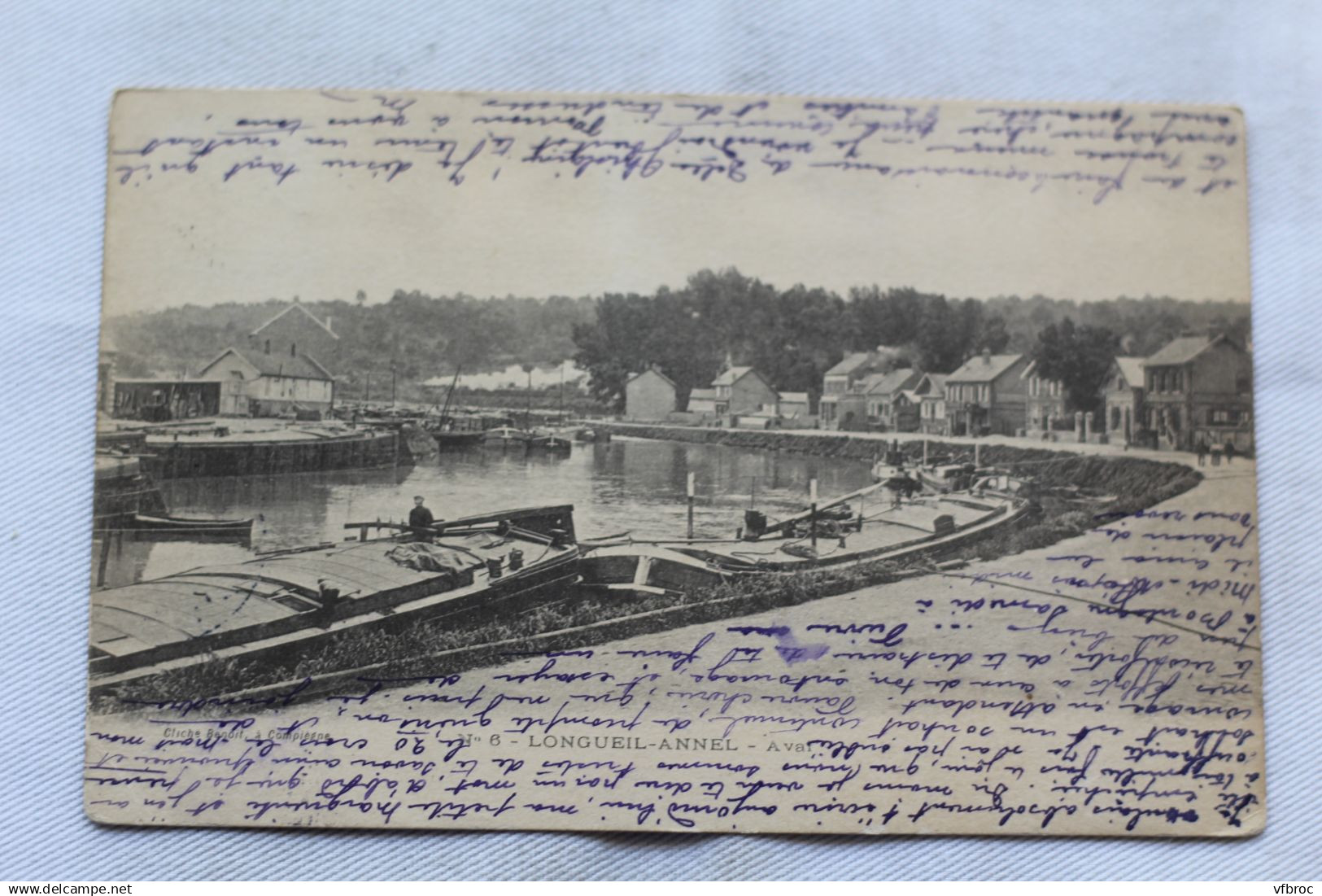 Cpa 1904, Longueil Annel, aval, péniches et bateliers, Oise 60