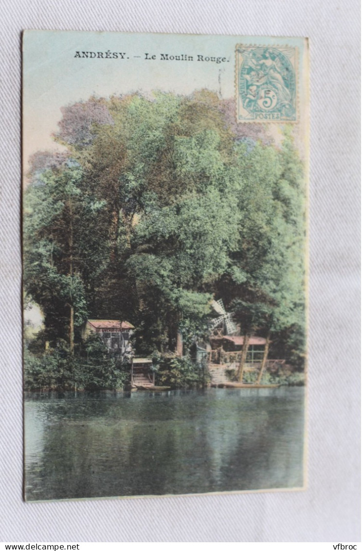 Cpa 1905, Andrésy, le moulin rouge, Yvelines 78