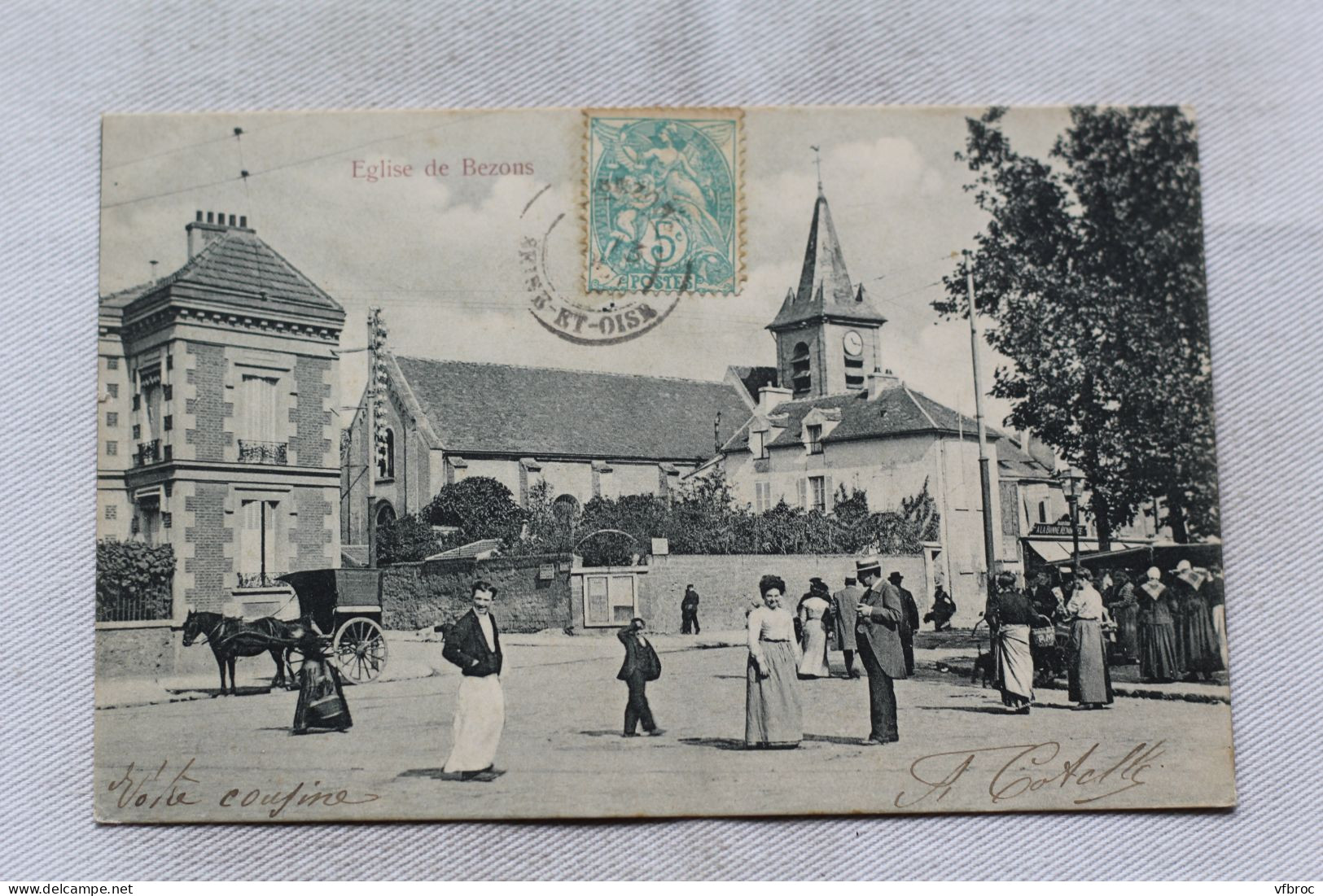 Cpa 1905, église de Bezons, Val d'Oise 95