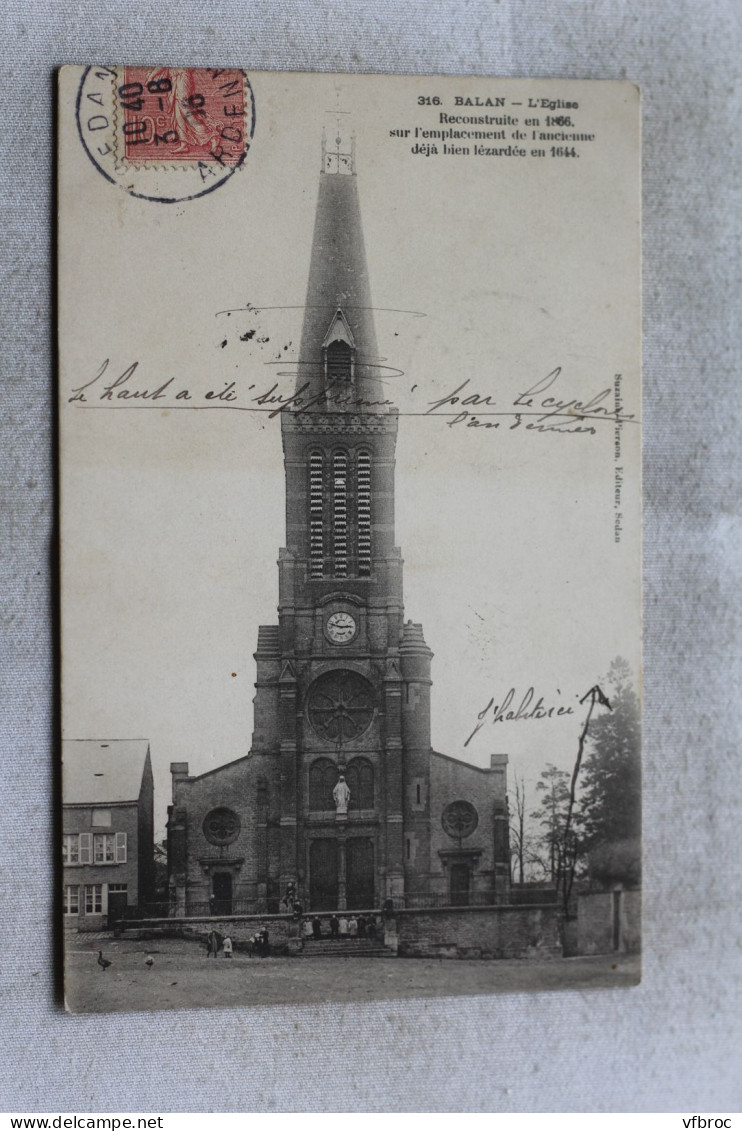 Cpa 1906, Balan, l'église, Ardennes 08