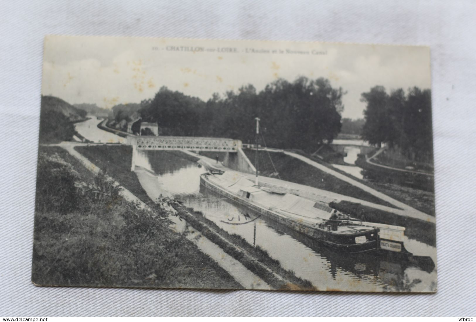 Cpa 1906, Chatillon sur Loire, l'ancien et le nouveau canal, péniches et bateliers, Loiret 45