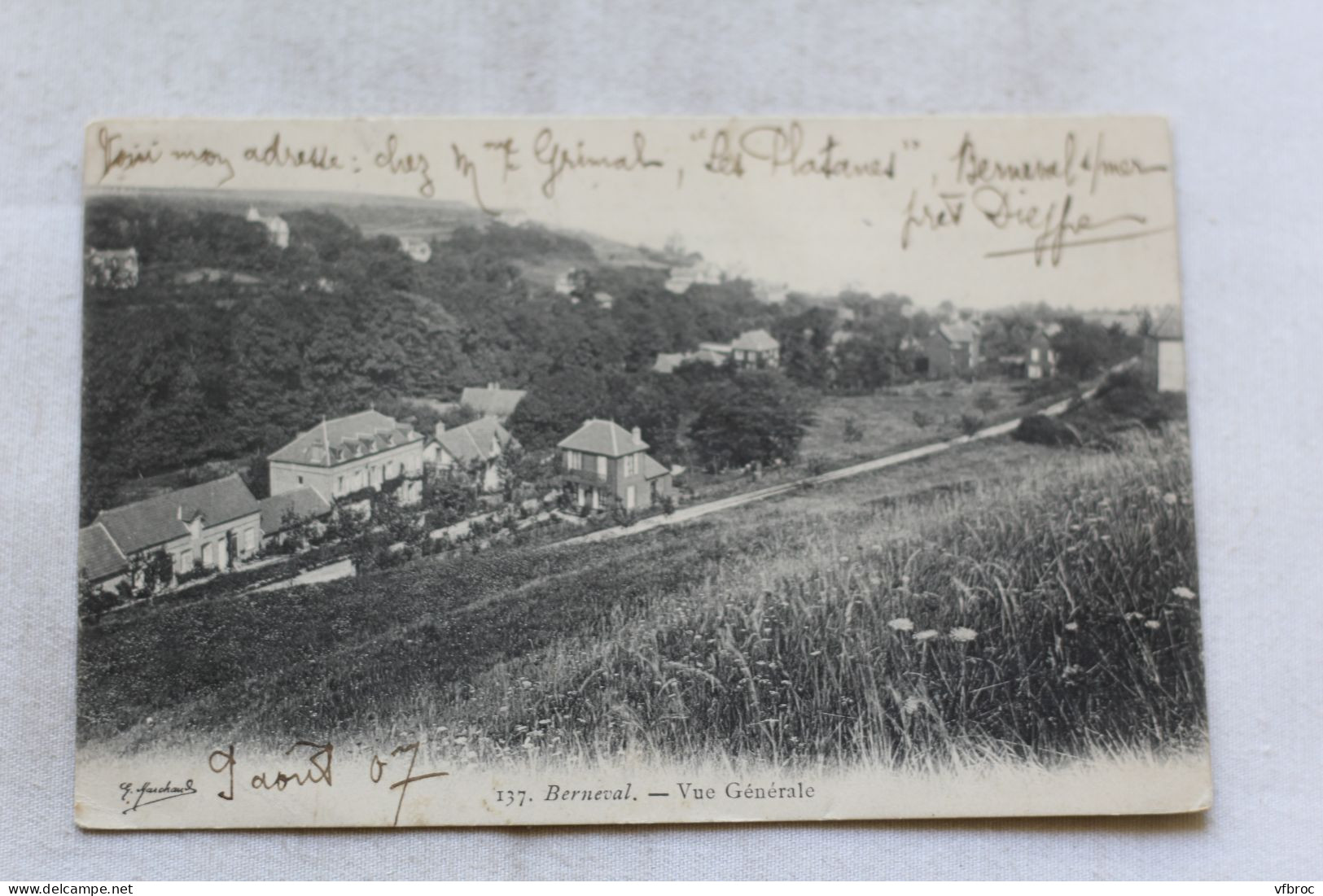 Cpa 1907, Berneval, vue générale, Seine Maritime 76