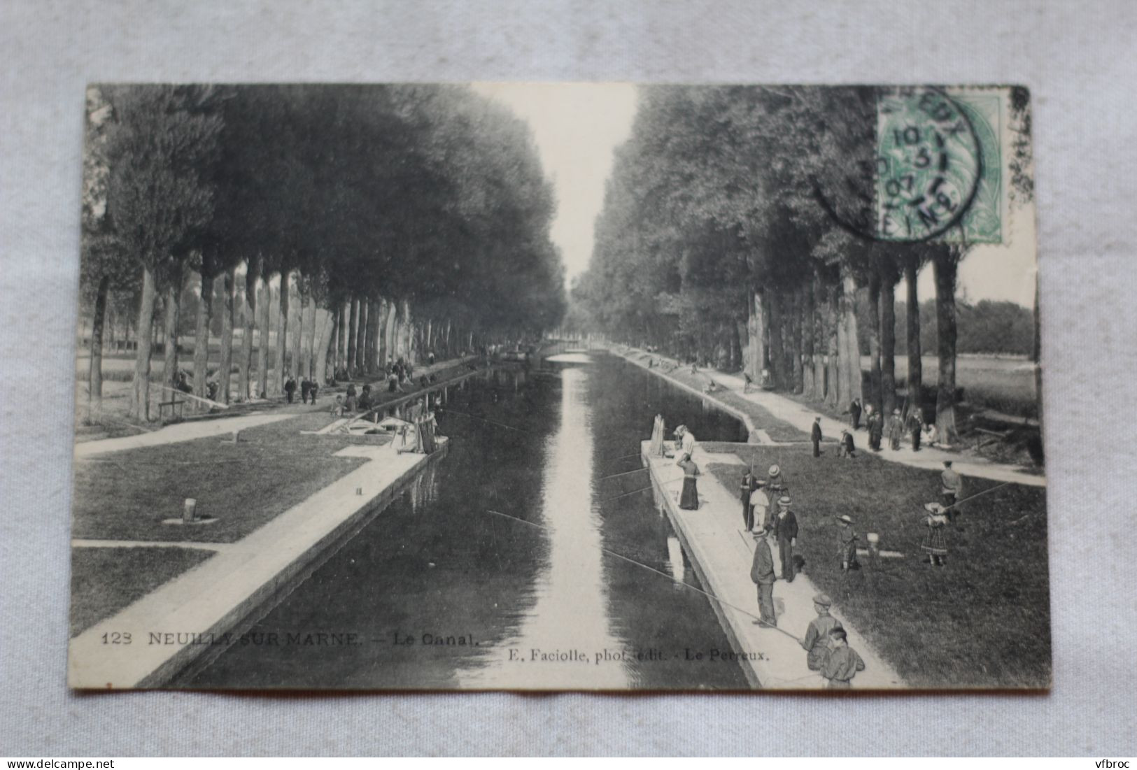 Cpa 1907, Neuilly sur Marne, le canal, pêche, Seine saint Denis 93