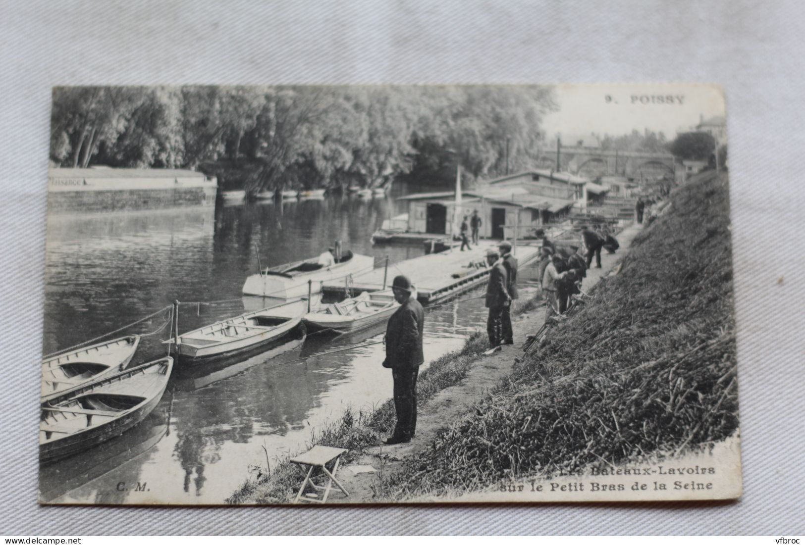 Cpa 1909, Poissy, les bateaux lavoirs, Yvelines 78