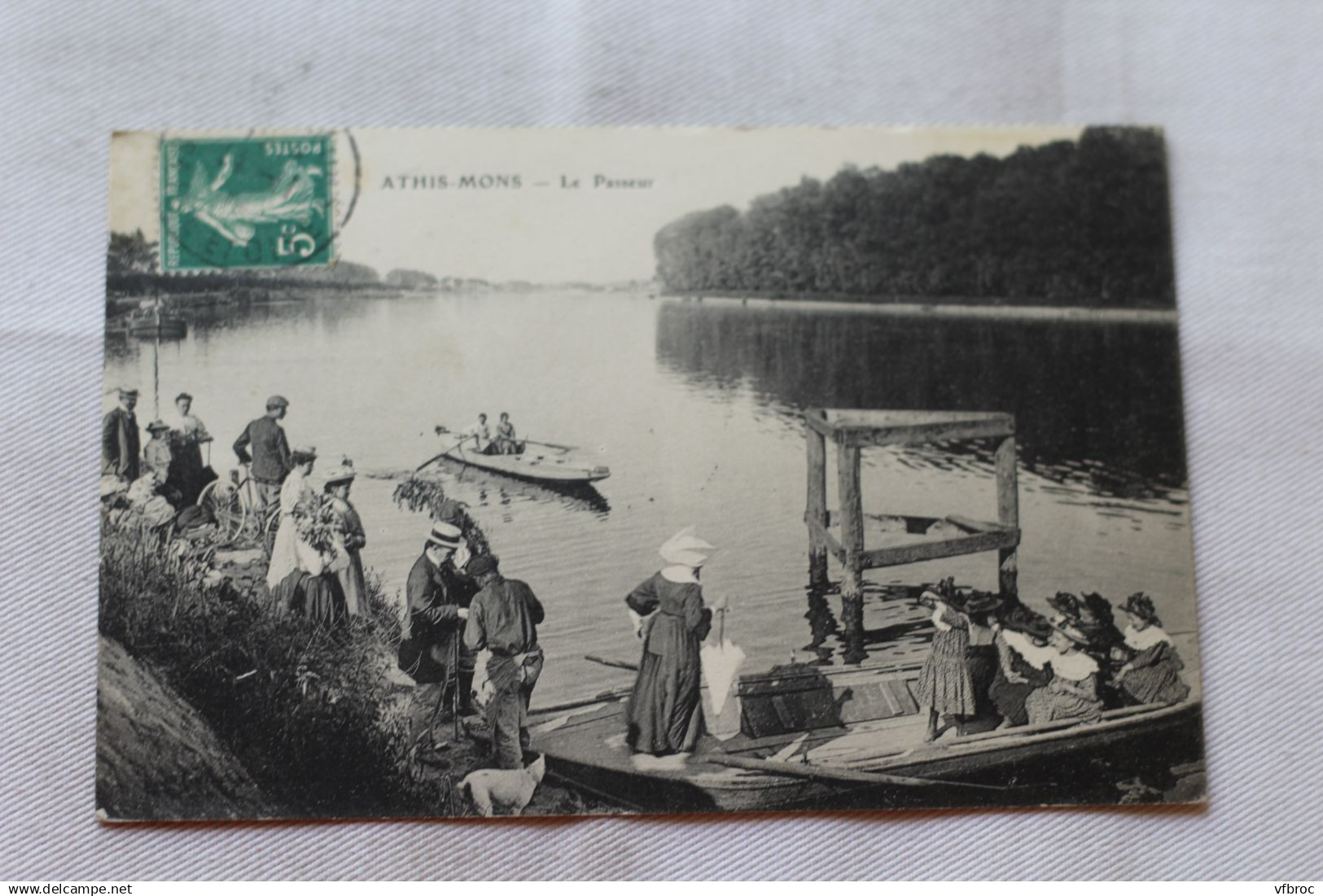 Cpa 1910, Athis Mons, le passeur, Essonne 91