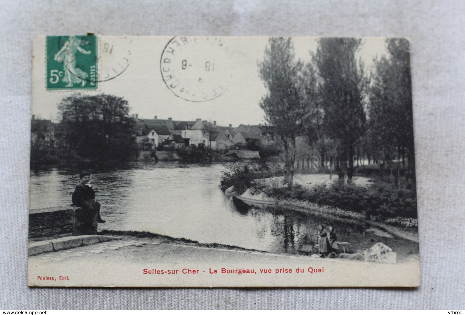 Cpa 1911, Selles sur Cher, le Bourgeau, vue prise du quai, Loir et Cher 41