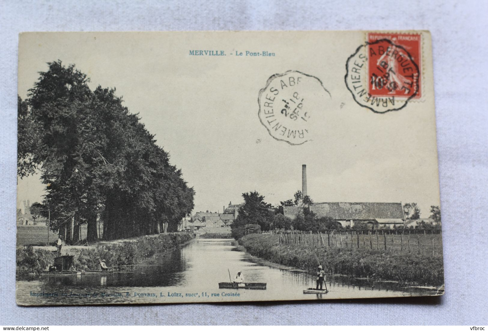 Cpa 1912, Merville, le pont bleu, Nord 59