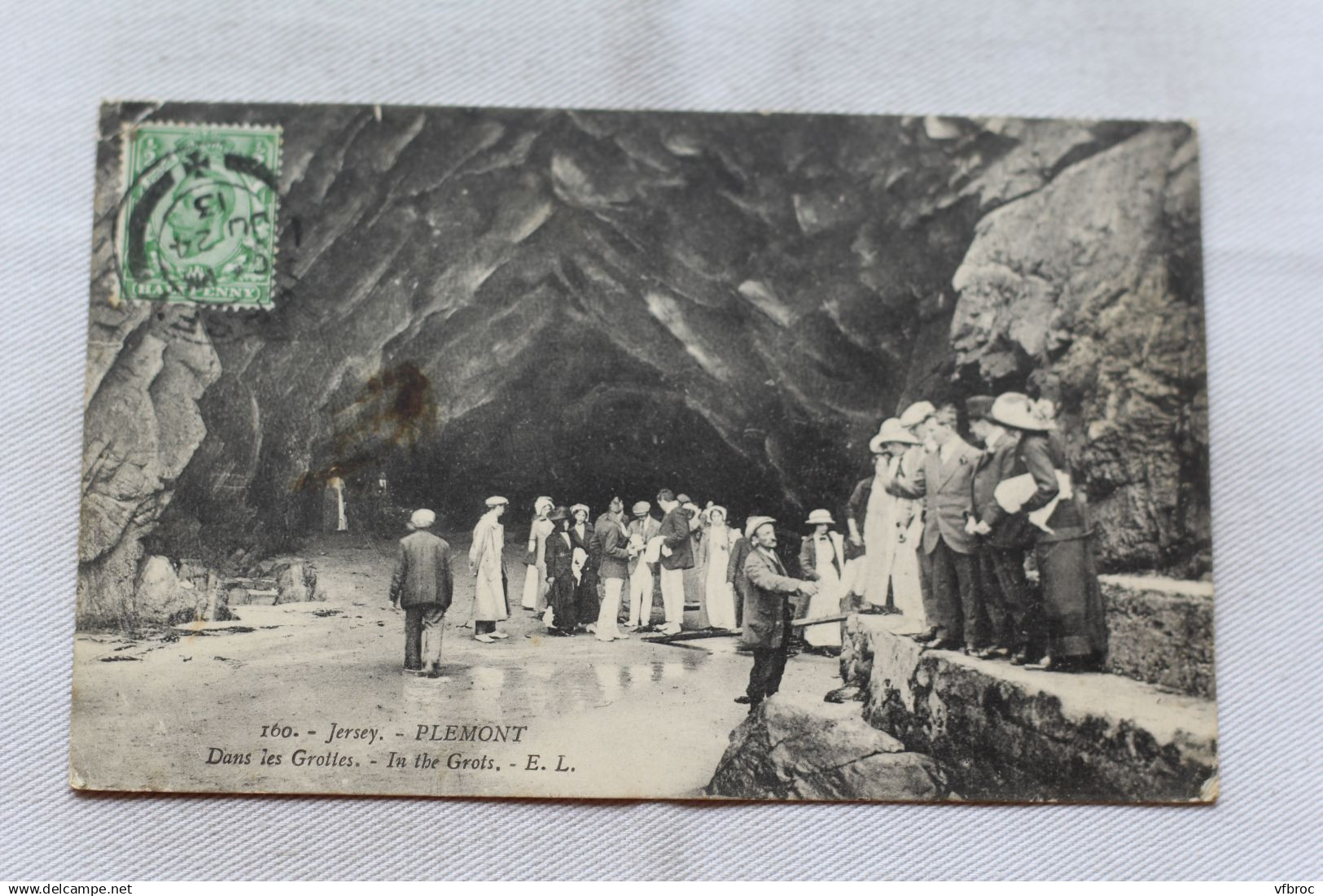 Cpa 1913, Jersey, Plemont, dans les grottes, Angleterre
