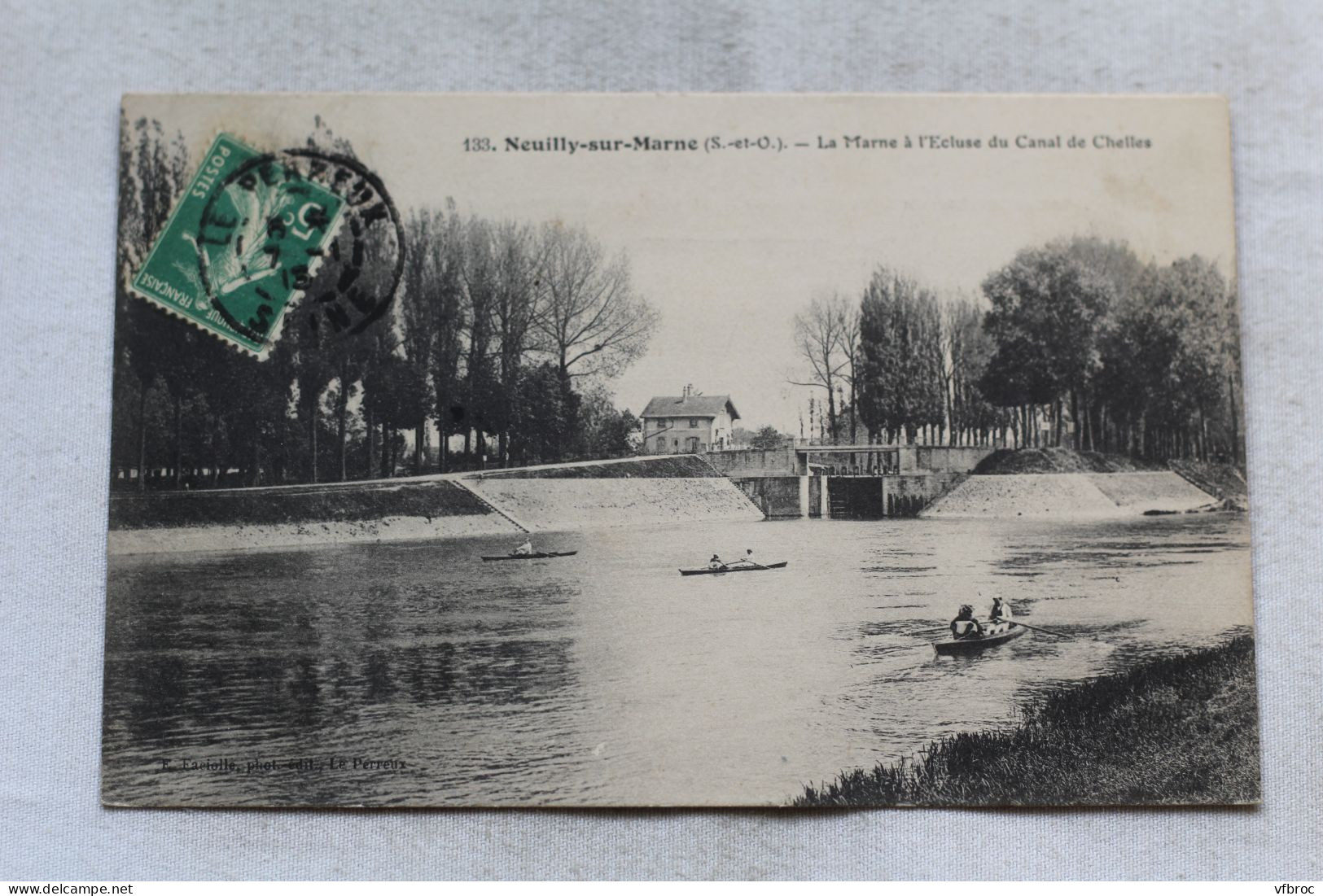 Cpa 1913, Neuilly sur Marne, la Marne à l'écluse du canal de Chelles, Seine saint Denis 93