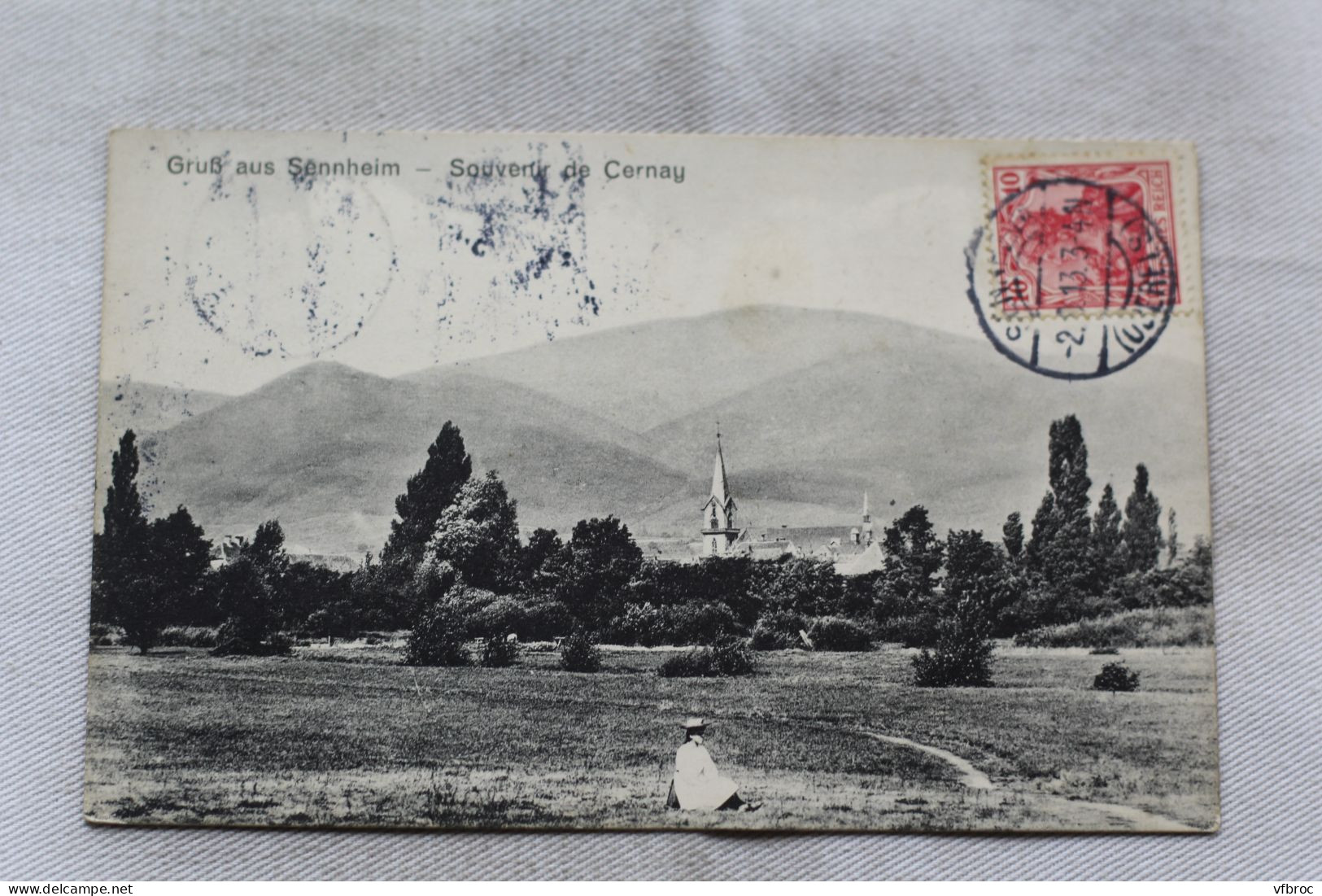 Cpa 1913, souvenir de Cernay, Haut Rhin 68